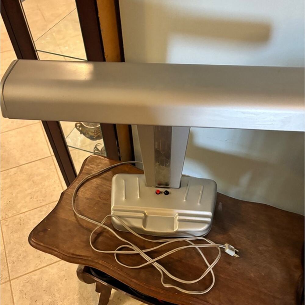 Mid Century Industrial Desk Lamp 1940's or 50's Art Deco style with pen rest